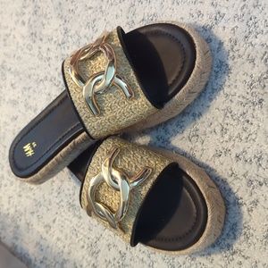 H&M espadrille slides beige size 39